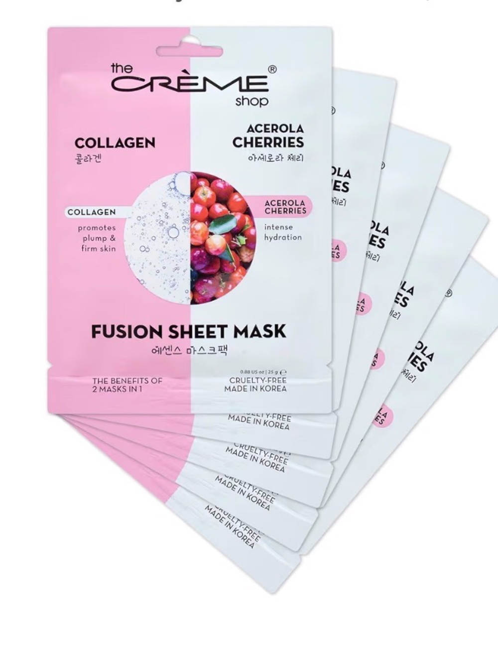 The Crème Shop Collagen Acerola Cherries Fusion Sheet Mask - 5pack